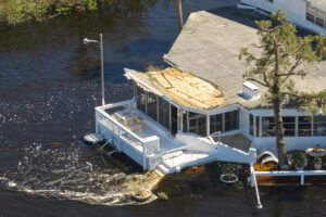 A Florida home flooded and damaged after Hurricane Ian in 2022
