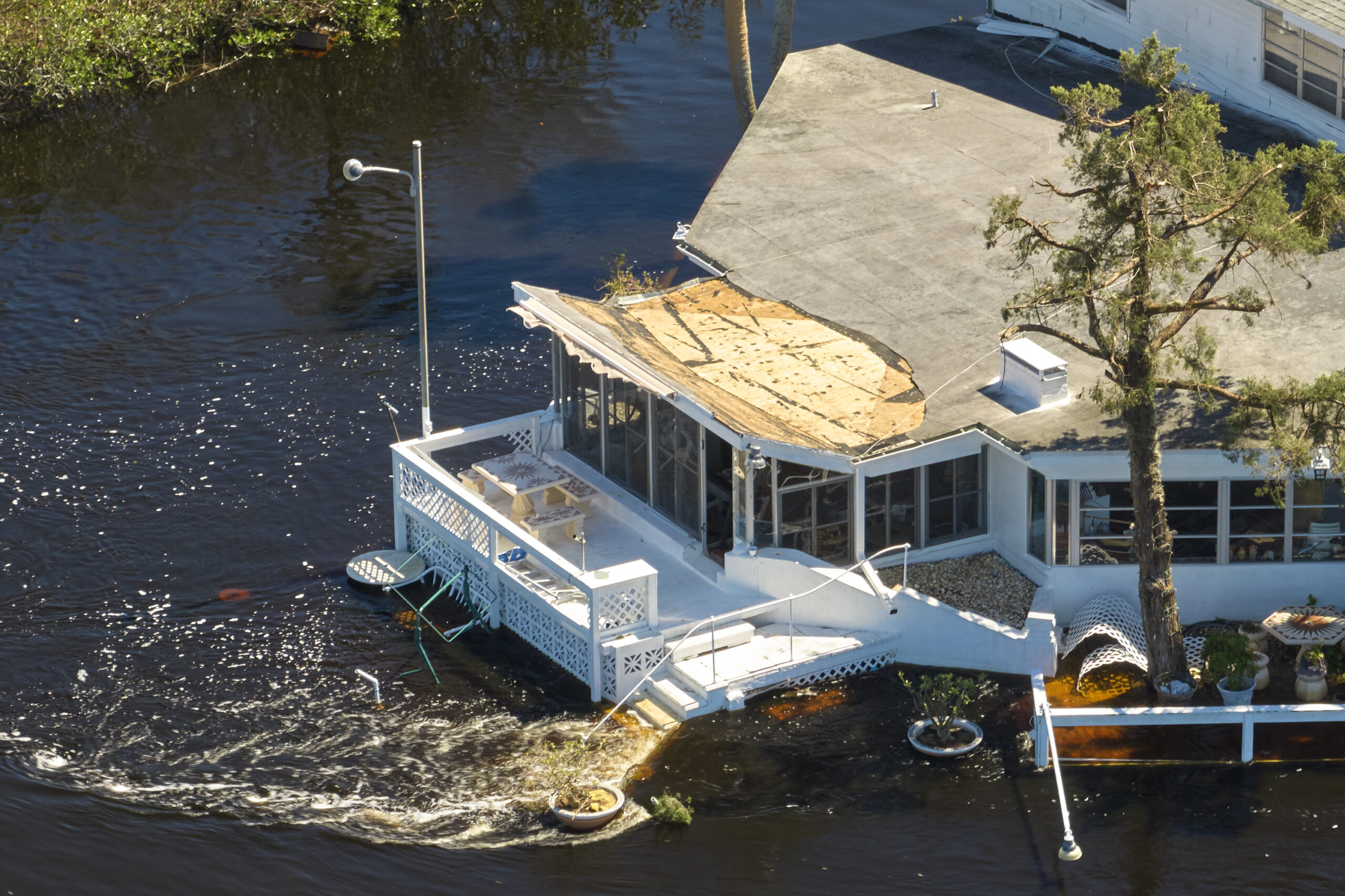 A Florida home flooded and damaged after Hurricane Ian in 2022