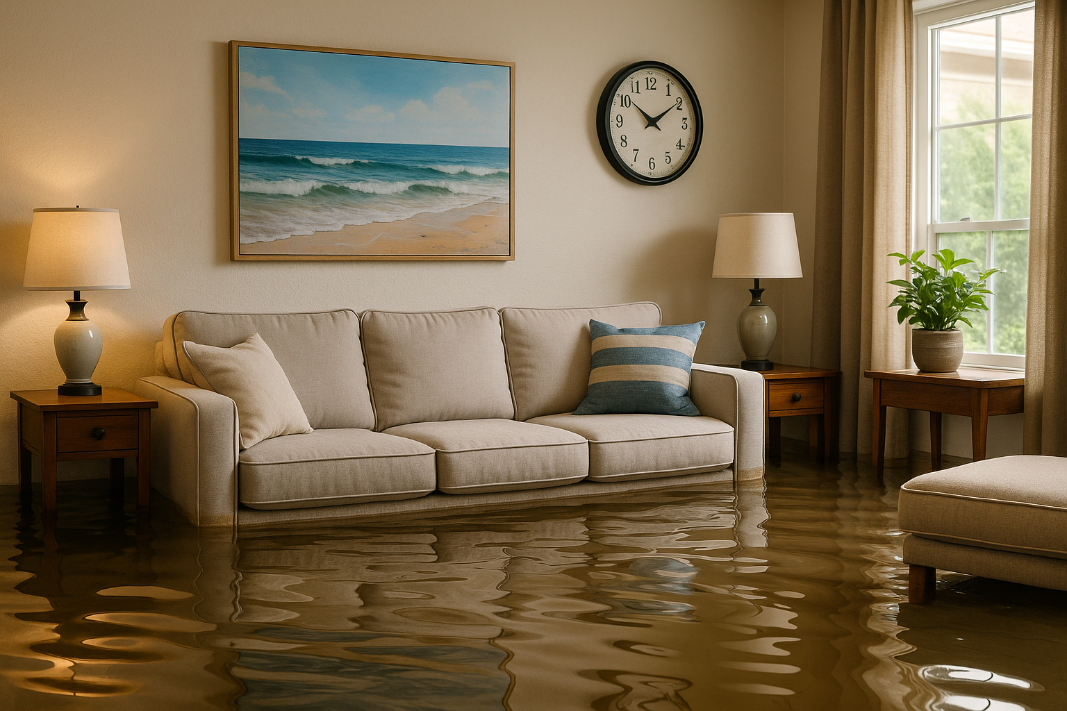 flooded living room