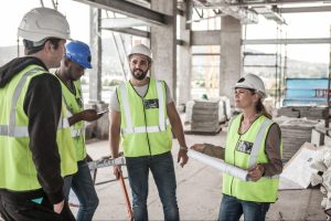 Construction team at job site
