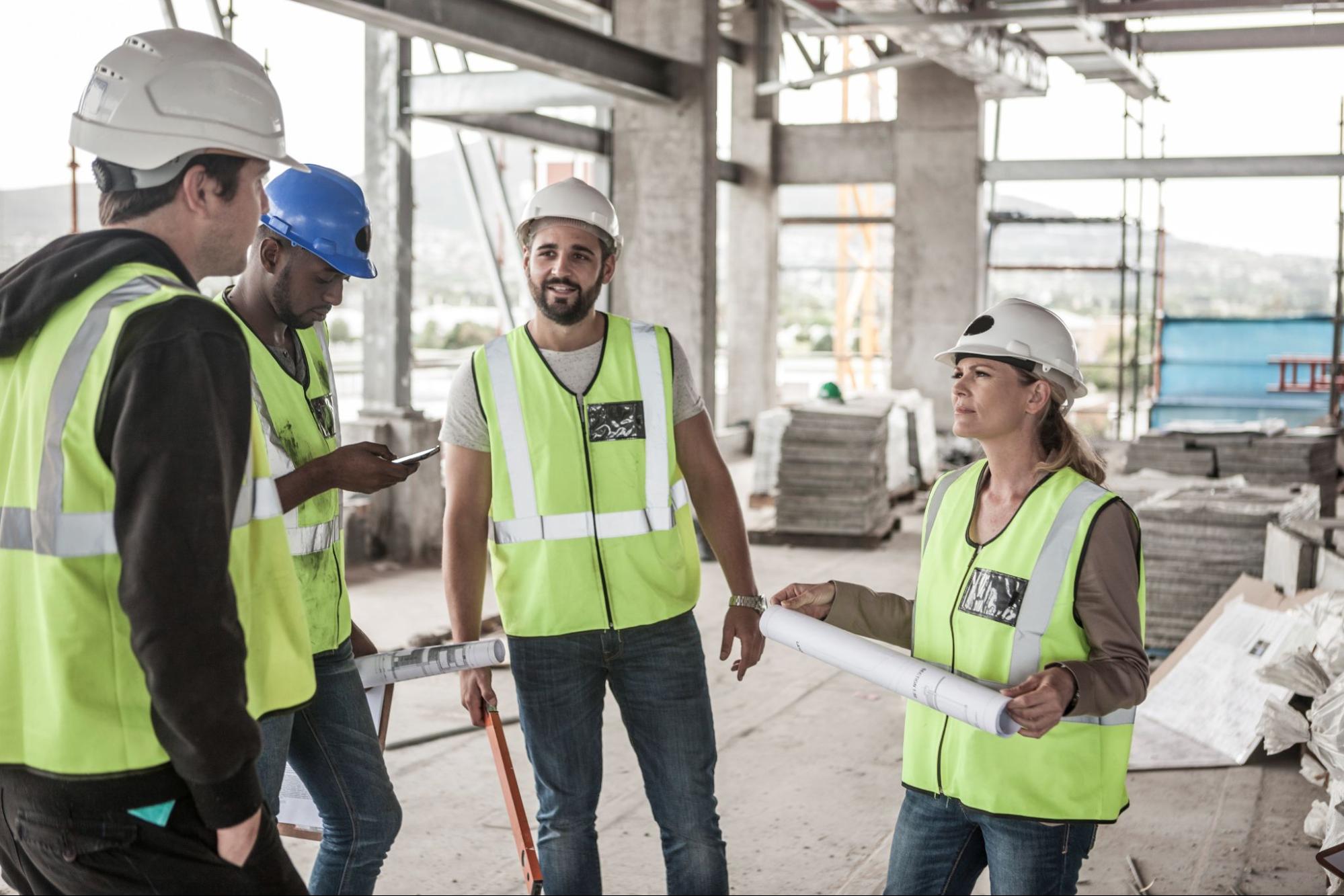 Construction team at job site